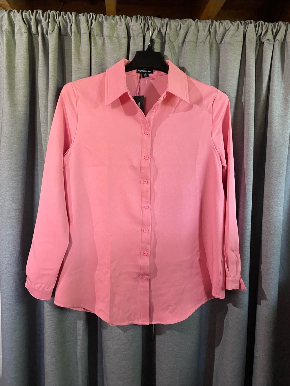 PrettyLittleThing Pink Button-Down Long Sleeve Shirt
